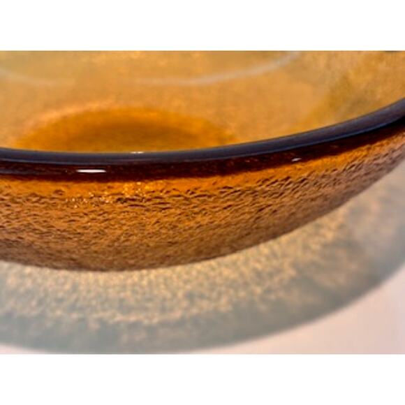 Vintage Imperial Co. Amber Glass Serving Bowl Textured Weighted Serveware - Picture 6 of 11